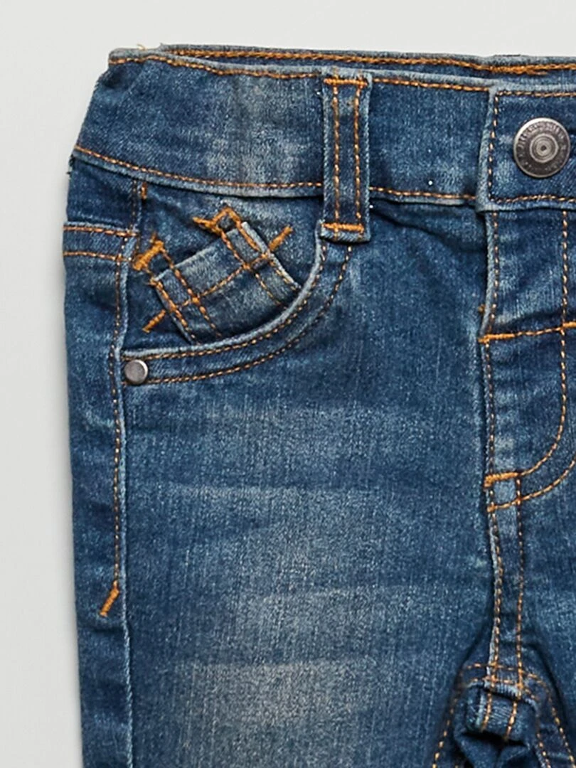 Jean slim stretch à taille ajustable   Bleu foncé