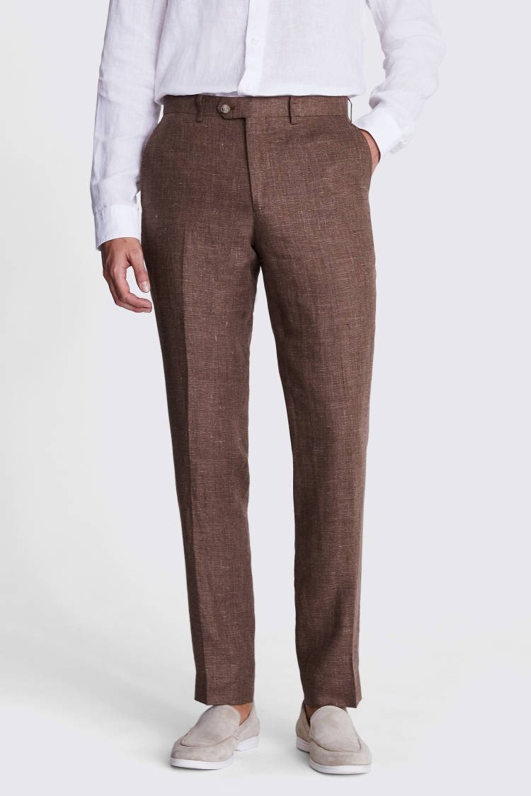 Tailored Fit Rust Linen Trousers Buy Online at Moss