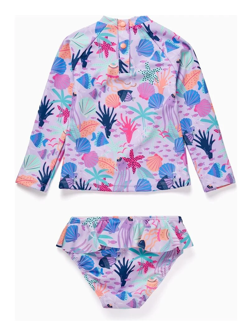 T Shirt + Culotte de Bain UPF80 pour Bébé Fille 'Océan' EXPLORING AUSTRALIA Mauve
