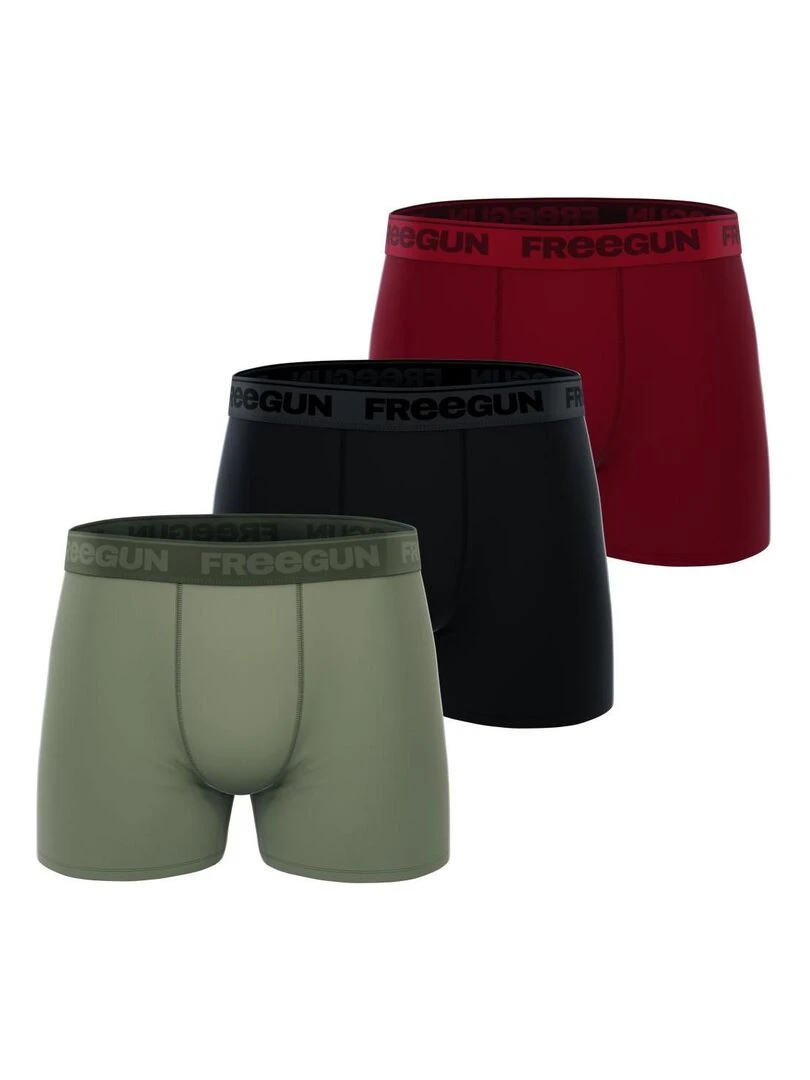 Lot de 3 boxers homme en coton Signature Pablo Freegun Rouge