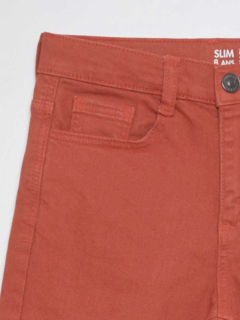 Jean slim à 5 poches   rouge brique