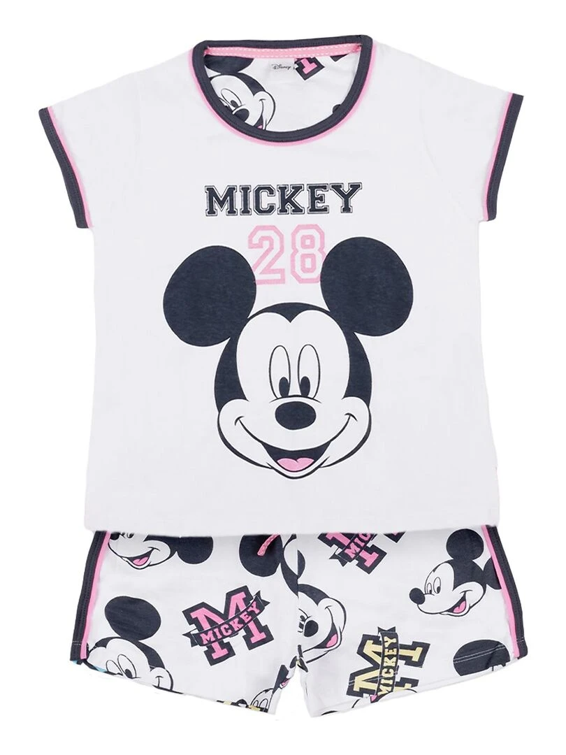 Pyjama short t shirt Mickey 28 Disney blanc Blanc