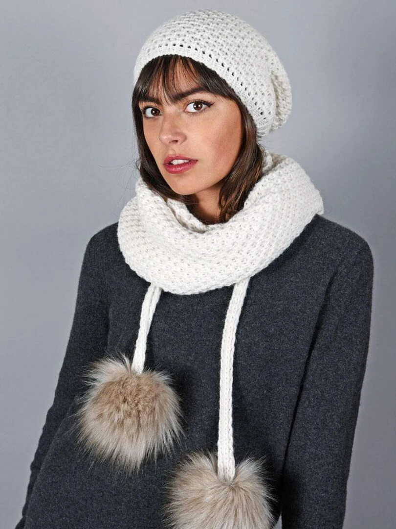 Ensemble Echarpe Bonnet Layra Made in UE Blanc