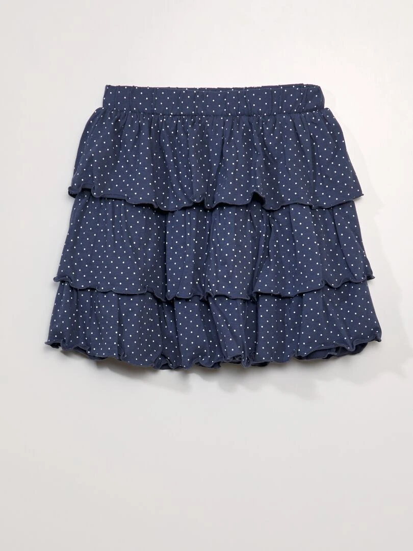 Jupe évasée à étages Bleu pois