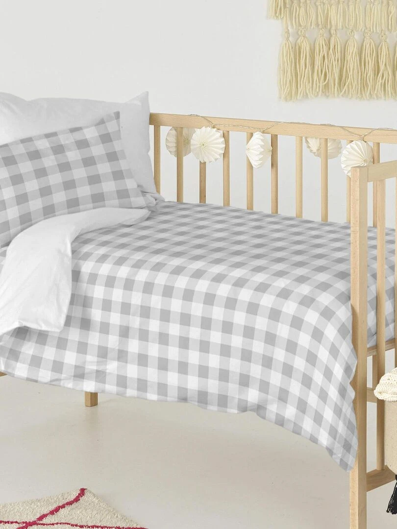 Parure housse de couette 2 pièces Vichy "Happyfriday"   Rose