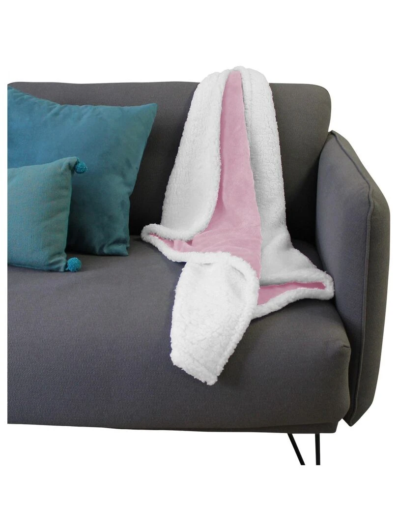 Lot de 2 couvertures  plaids polaires pour bébé en flanelle et sherpa ultra doux   Monsieur Bébé   Rose