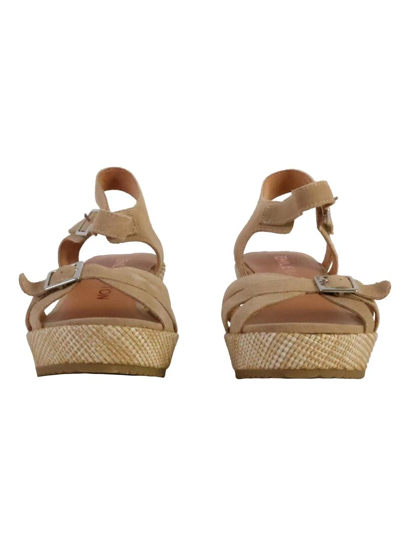Sandale Compensée Cuir Emilie Karston Esabel   Beige