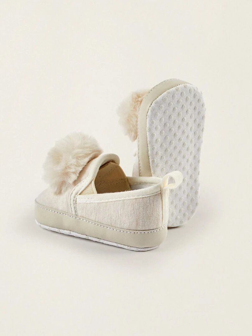 Leggings côtelés en tricot avec nœud pour bébé fille   AUSTRALIANA   Beige clair