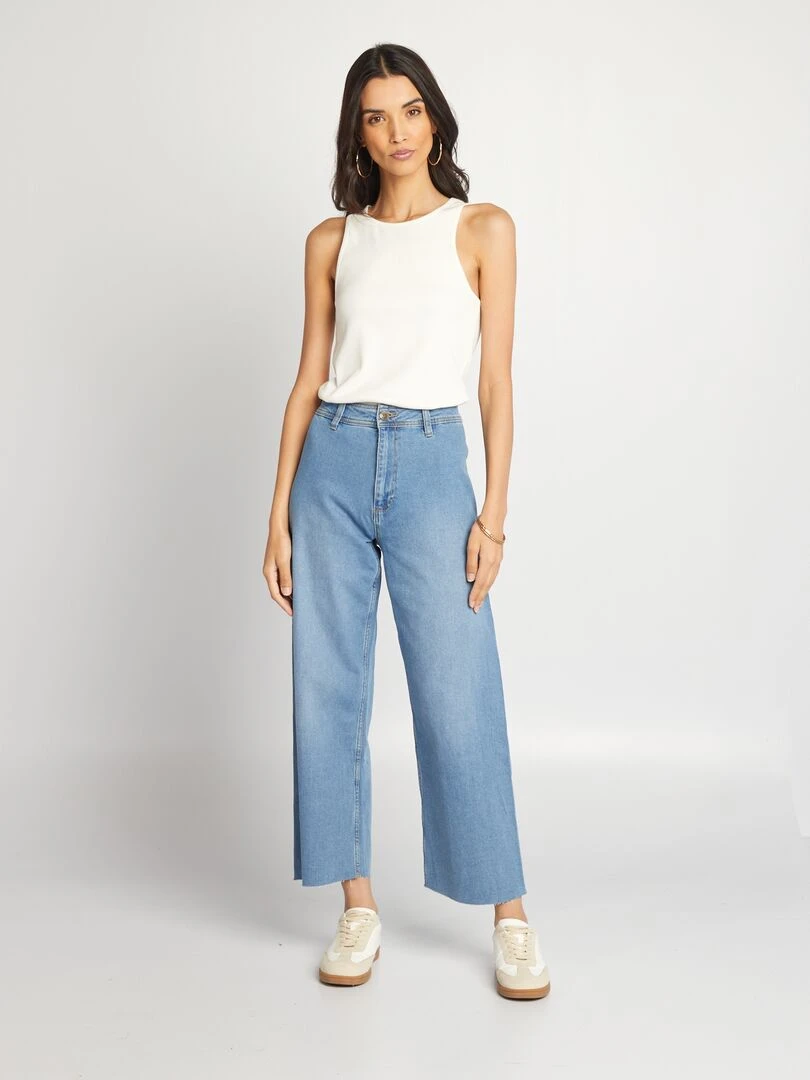 Jean wide leg à taile haute Bleu