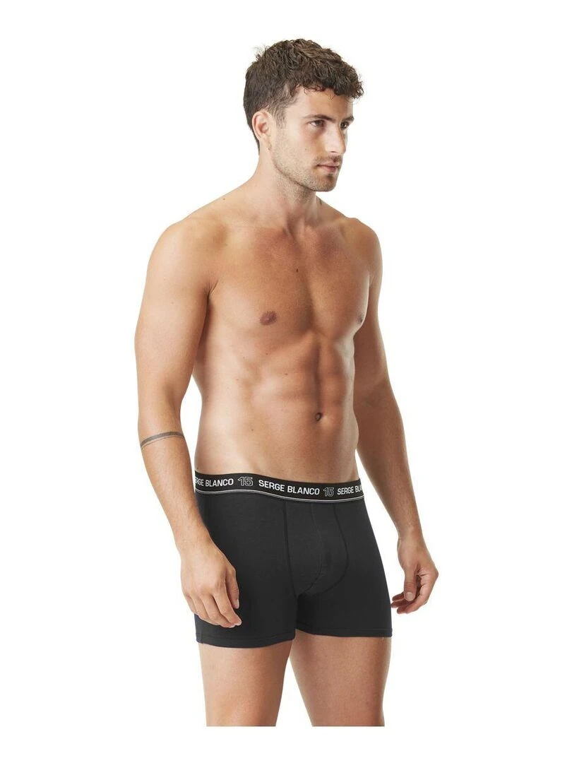 Lot de 4 Boxers coton homme uni Serge Blanco   Noir