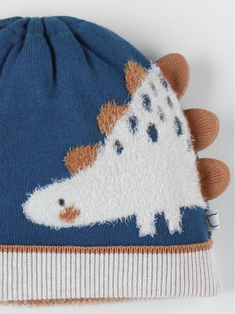 Bonnet dino en tricot  canard   Noukie's   Bleu