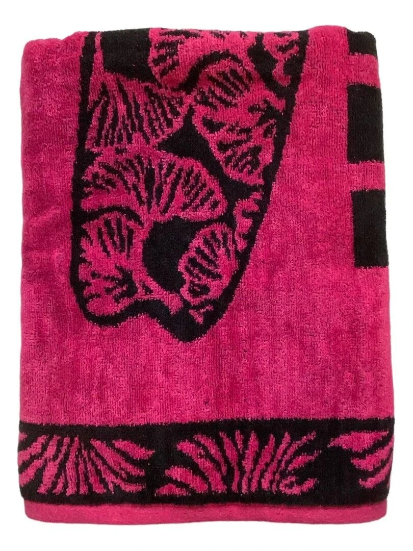 Serviette de plage éponge velours Jacquard Aurora 70x140 400g/m²   Rose fushia
