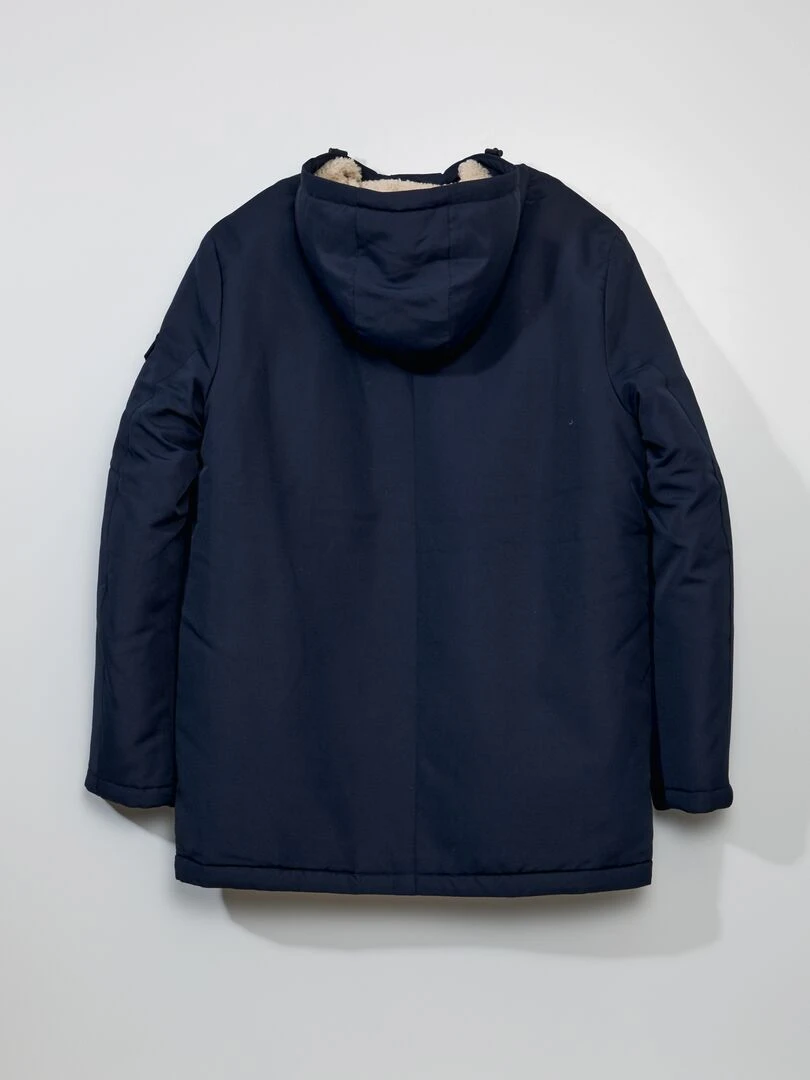 Parka à capuche doublée sherpa Bleu
