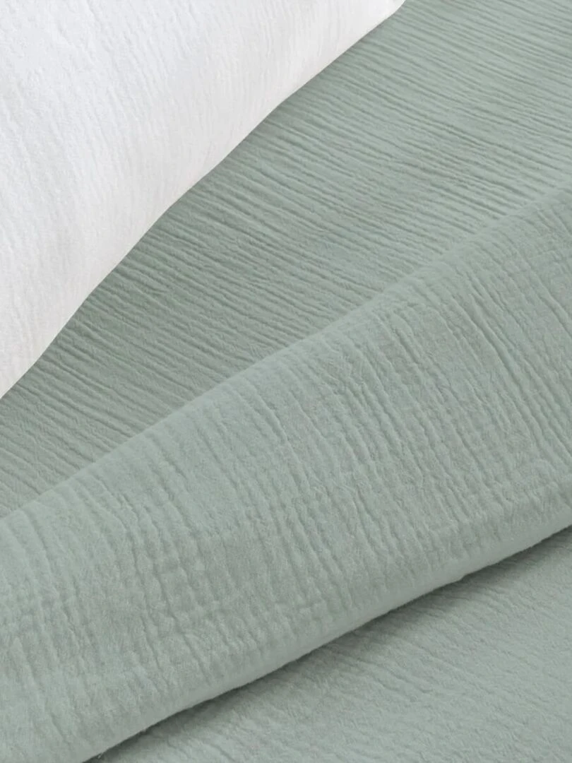 Drap housse uni en gaze de coton   Ecru