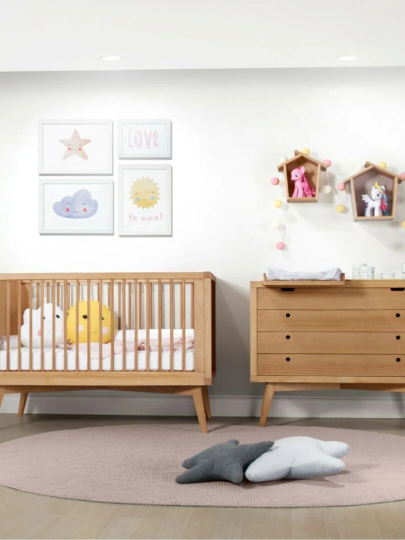 Lit bébé évolutif avec matelas Marley   AKITEN RETAIL   Marron