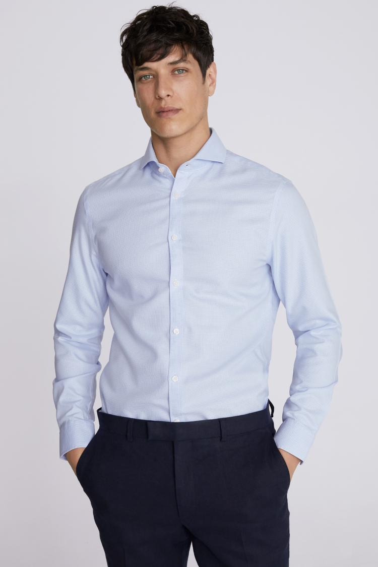 Slim Fit Sky Textured Non-Iron Shirt Buy Online at Moss