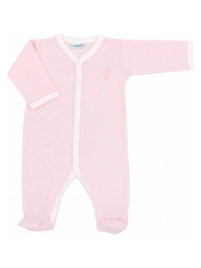 Pyjama été léger 100% coton biologique 1 à 6 mois Rose clair