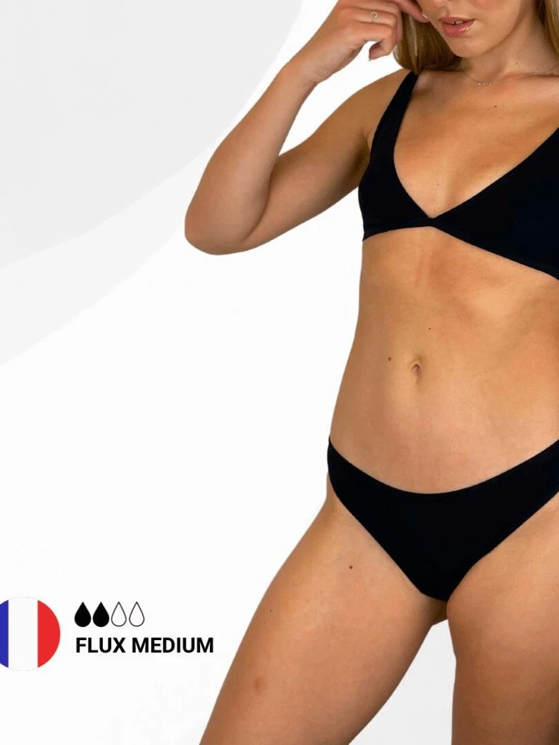 Bas de maillot menstruel Flux Medium Noir