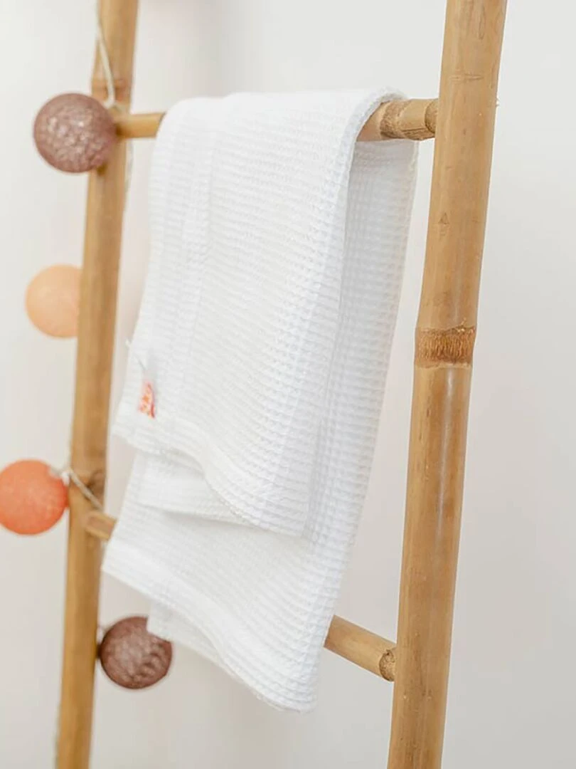 Couverture Nid D'abeilles En Coton Bio Aiko   Blanc