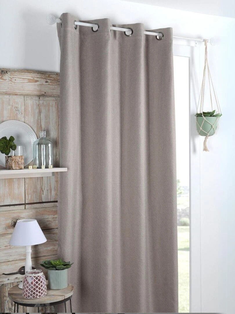 Rideau occultant uni tramé Beige