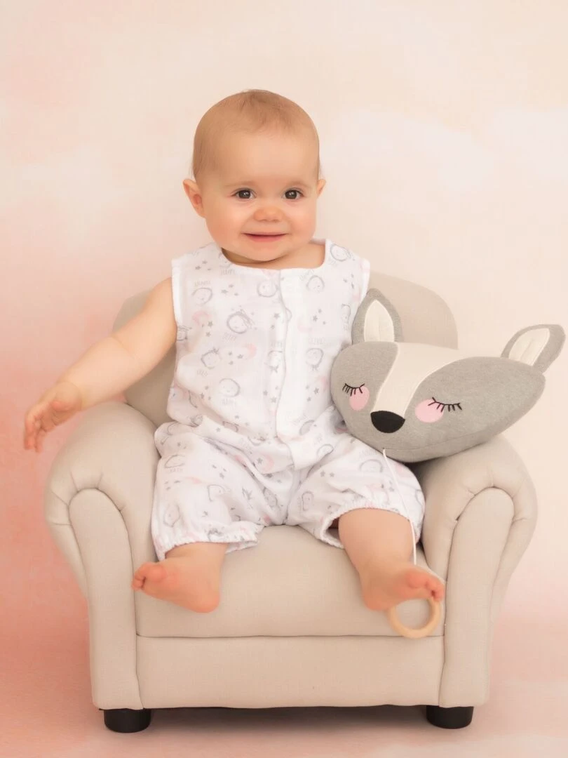 Veilleuse Musicale Renard en Coton Bio   Gris