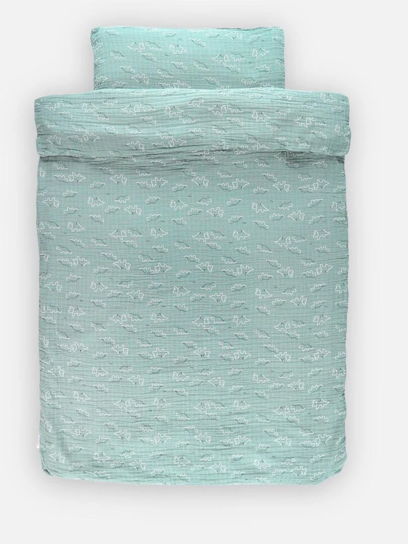 Housse de couette dino en mousseline BIO 100 x 140 cm Noukie's Bleu
