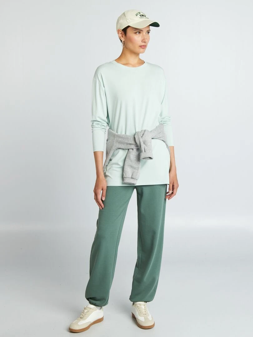 Jogging large et uni Vert