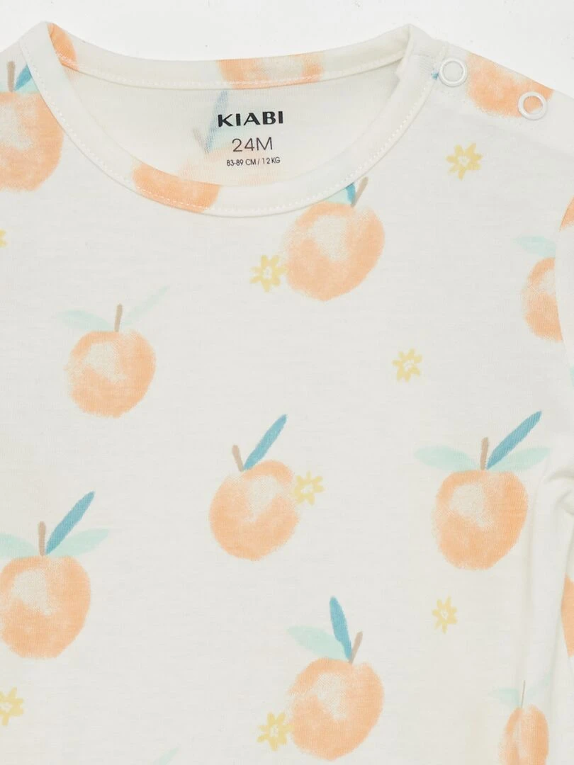 Pyjama short 2 pièces imprimé Orange