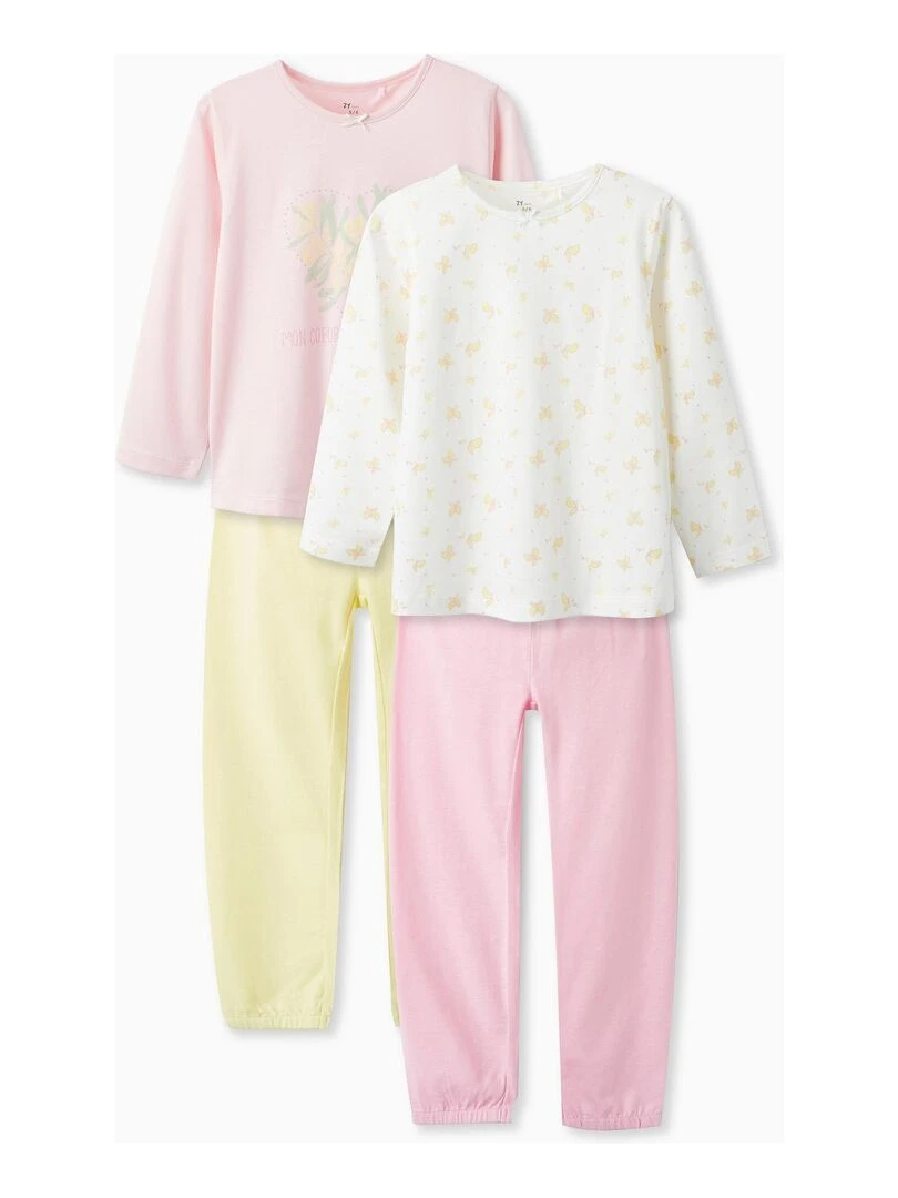 Pack 2 Pyjamas à Manches Longues pour Fille manches longues BOUQUETS DES MIMOSAS Multicolore
