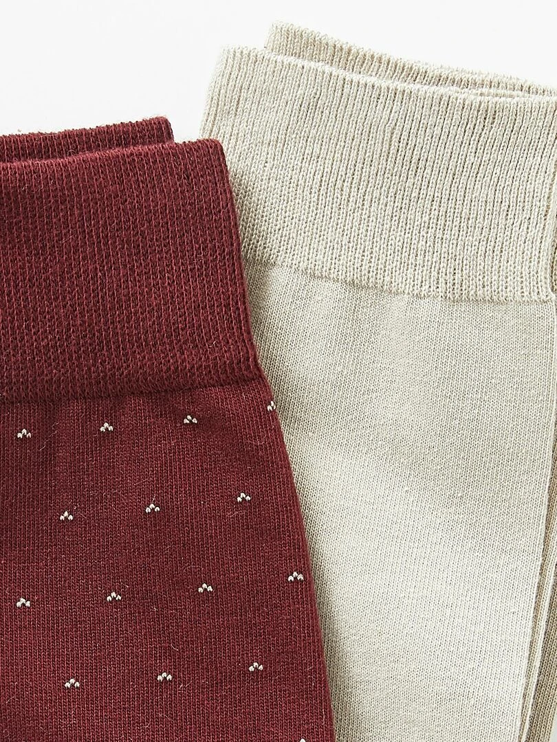 Lot de 2 paires de chaussettes fantaisie laine Mérinos   Damart   Rouge bordeaux