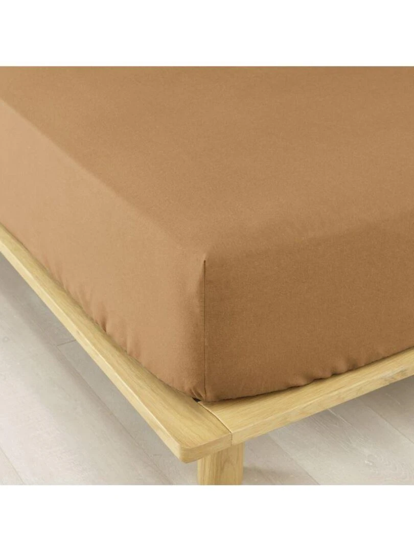 Drap housse en Flanelle de Coton Camel