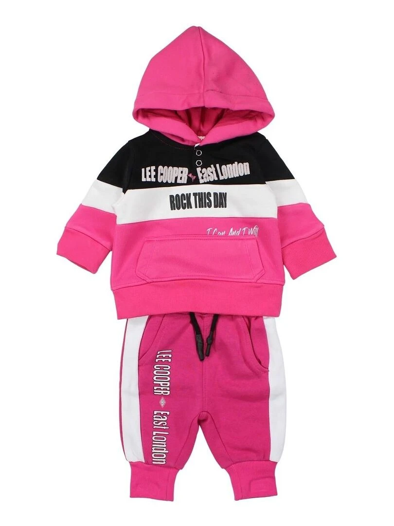 Lee Cooper Ensemble Sweat pantalon bébé fille Imprimé Logo Rose fushia