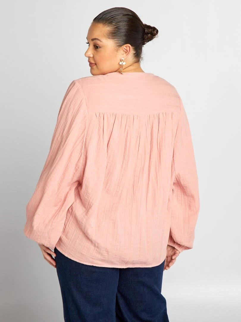 Chemisier en double gaze de coton   Rose