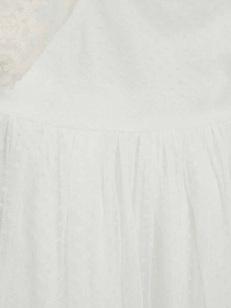Robe trapèze en tulle plumetis   blanc