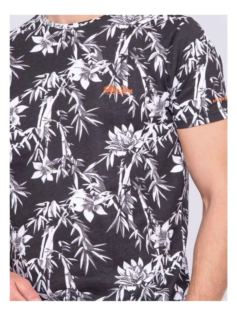 T shirt col rond pur coton NASCHOOL   Noir