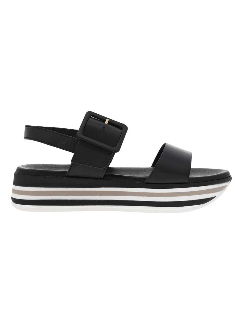 MARCO TOZZI Nu pieds cuir talon compensé Noir