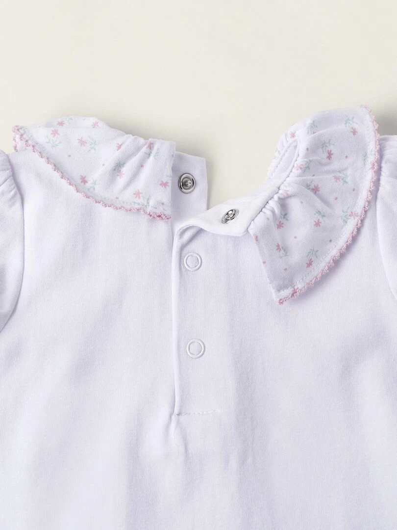 T Shirt en coton pour nouveau né manches courtes ATLANTIC COMPANY   Blanc