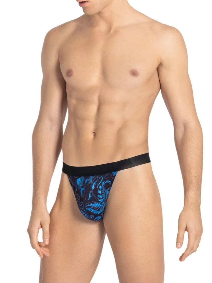 String pour homme en lyocell et à motif cachemire Kanji Bleu