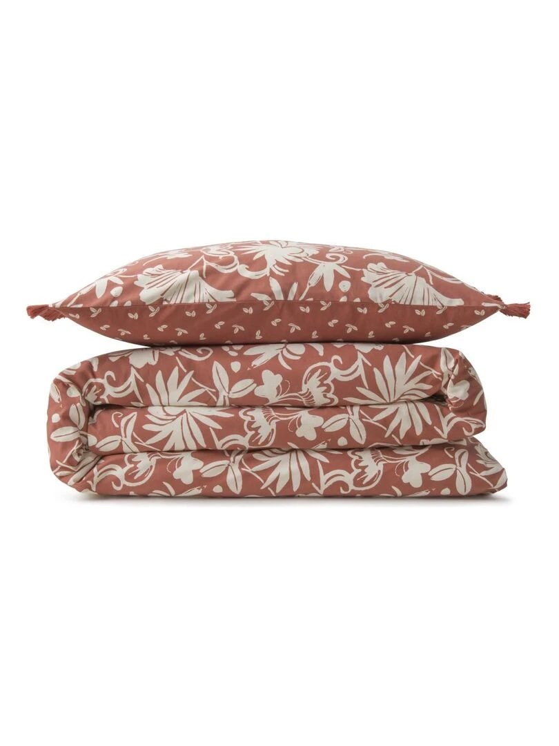 Future Home   Parure de lit 2 personnes en coton 57 fils imprimé terracotta   Rouge