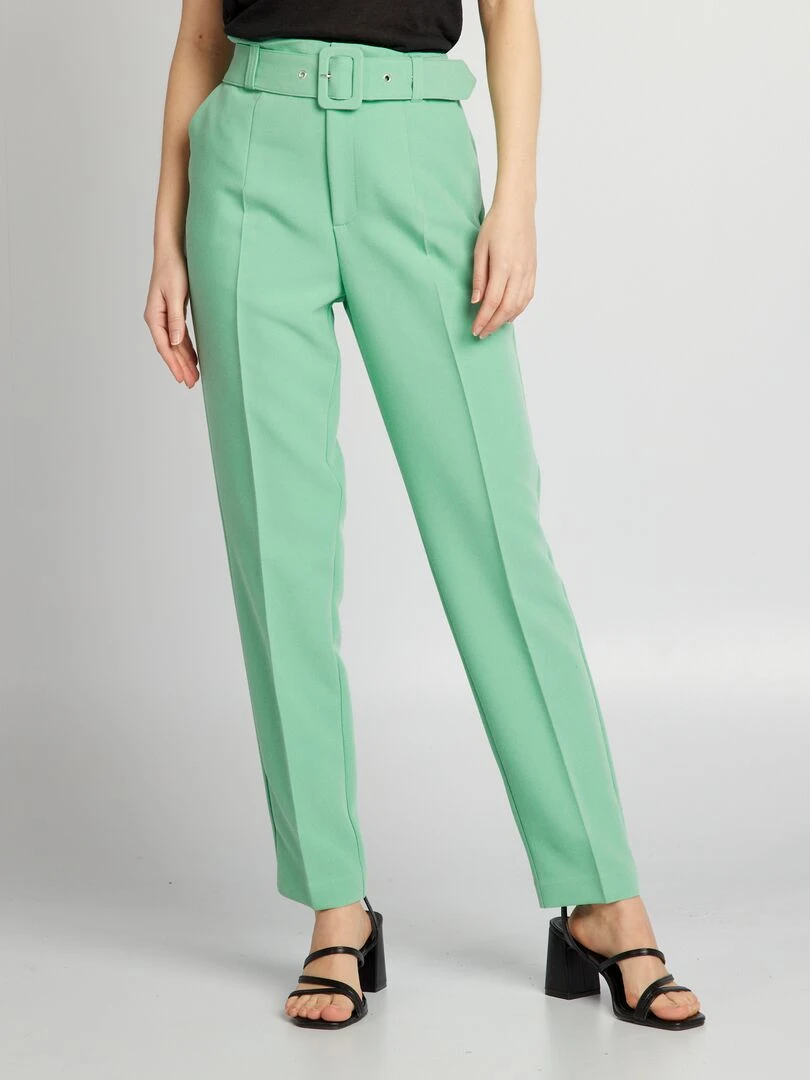 Pantalon carotte fluide Vert