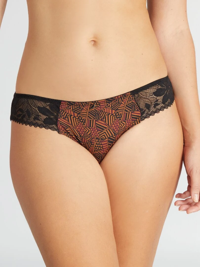 Culotte en microfibre et dentelle 'Envie de Lingerie' Marron