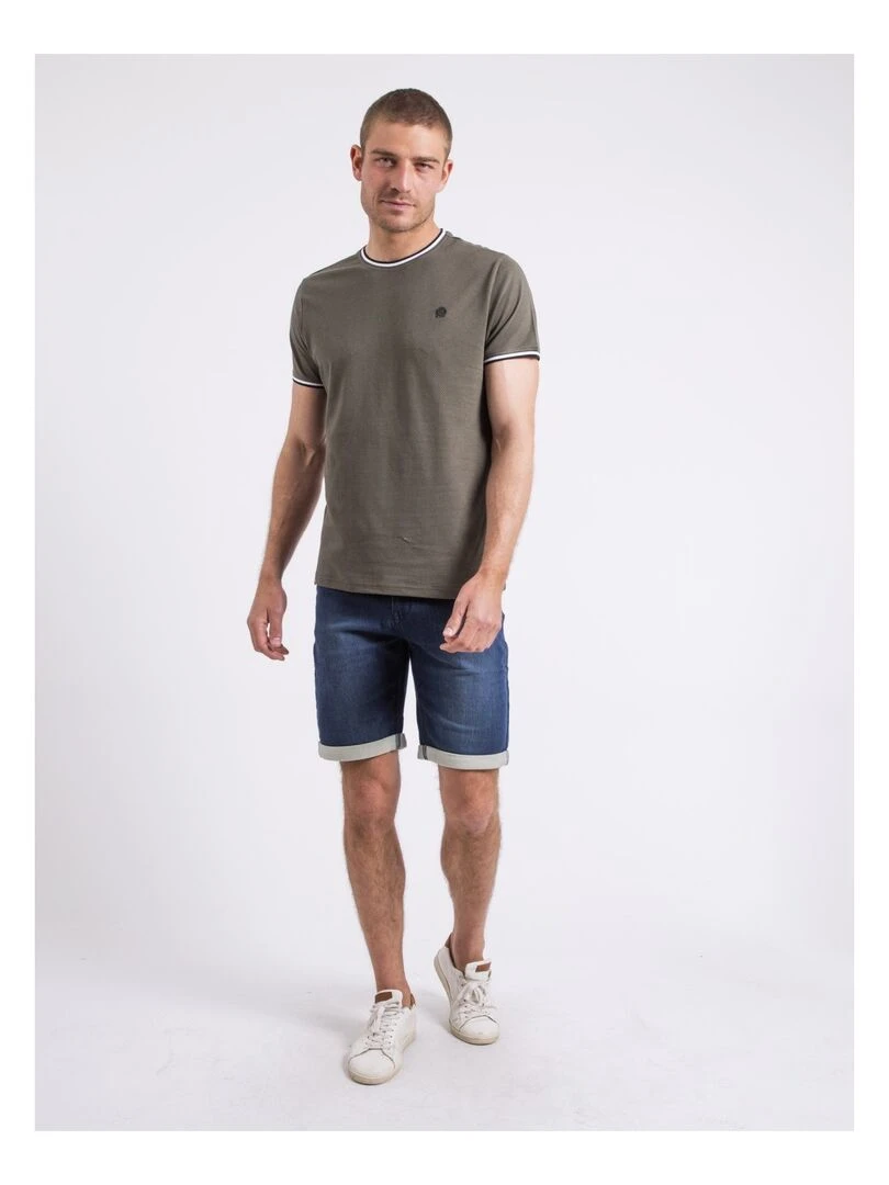 T shirt col rond pur coton NILOTIN   Kaki