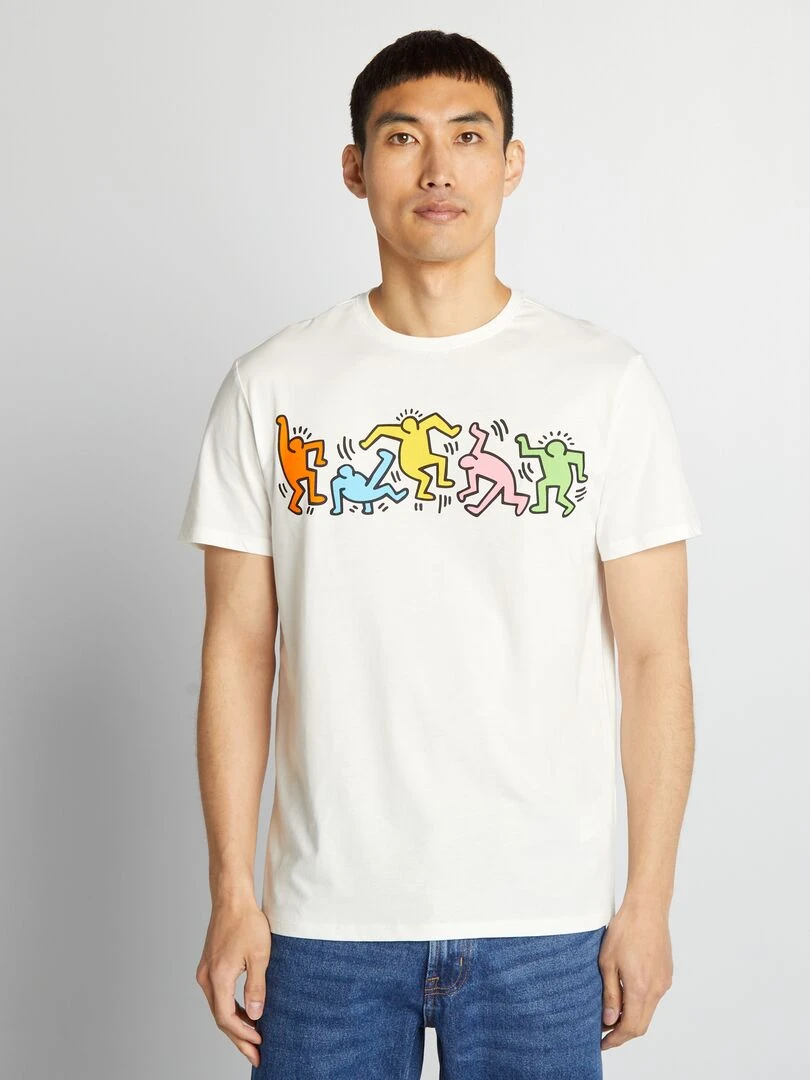 T shirt 'Keith Haring' à col rond   blanc