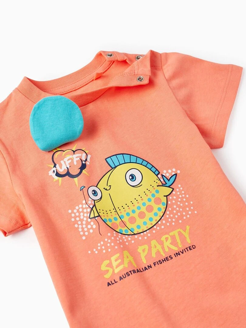 T Shirt En Coton Pour Bébé Garçon 'Poisson Ballon' manches courtes AUSTRALIAN SURFING Rose