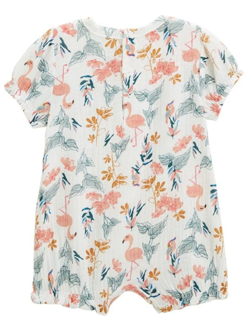 Barboteuse bébé en gaze de coton Flamingo Ecru