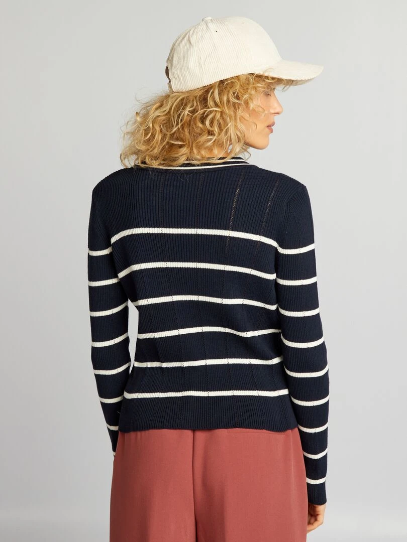 Gilet en maille côtelée   Bleu