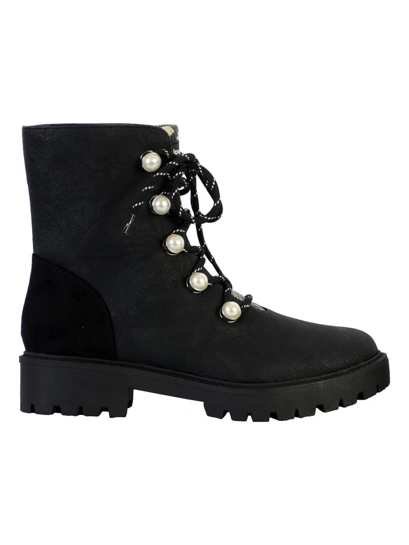 Bottines Cuir Montante Desigual Biker Pearl   Noir