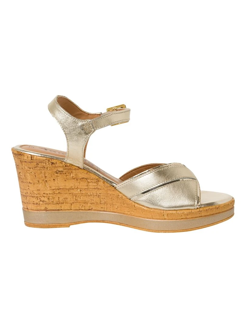 Sandales Compensés Cuir Tamaris Doré/or