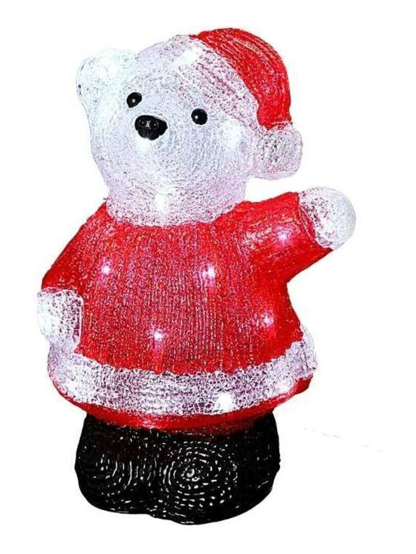 Ours habit de Père noël lumineux décoration fêtes 30 leds H30 secteur Blanc