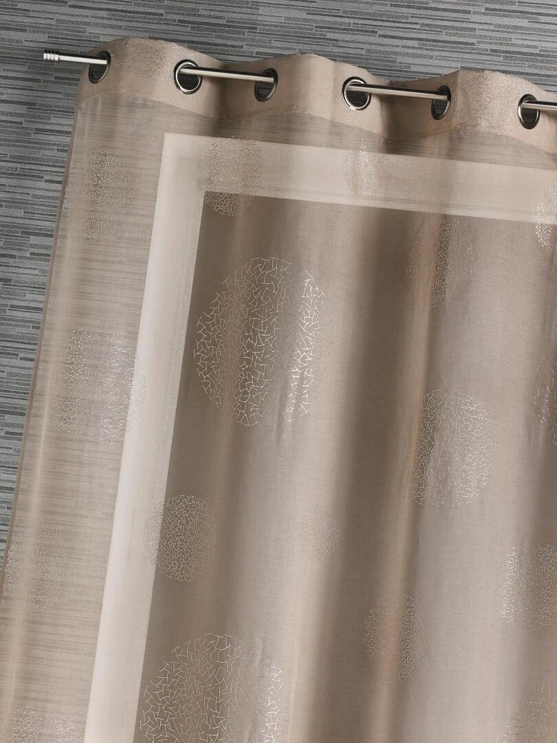 Voilage en Etamine Impression Argent Taupe